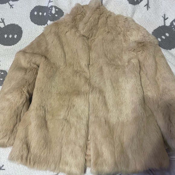 Women's vintage rabbit Fur Coat - Tan - Picture 2 of 15